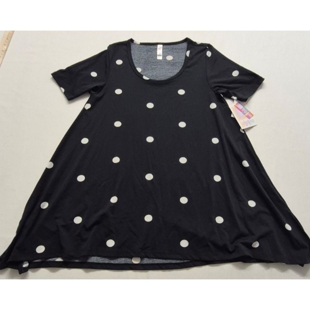 NWT LulaRoe women's black/white polka dot perfect t-shirt XXS scoop neck stretch